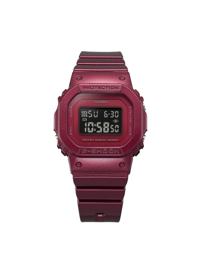 G-SHOCK Digital Women’s Watch GMD‑S5600RB‑4DR, 40.5 mm Black Dial, Red Resin Band, 200 m WR - Image 3